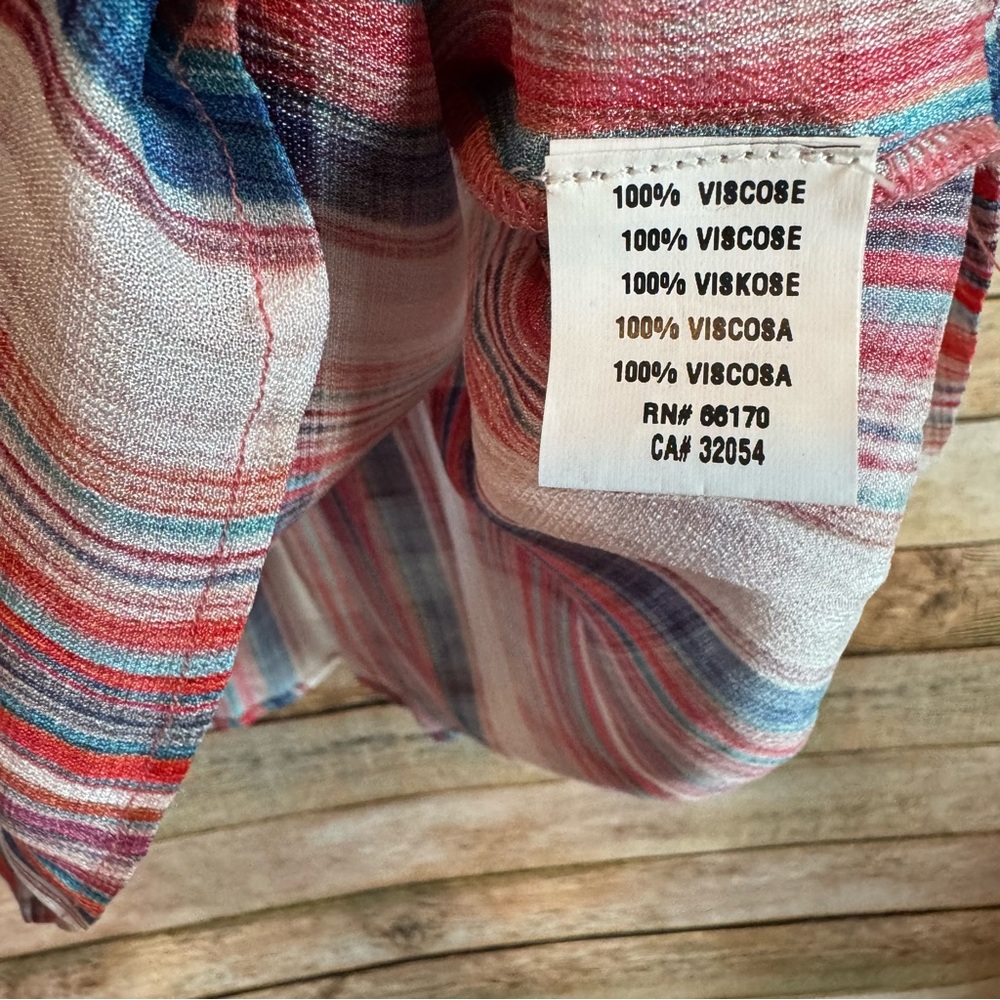 Blank London Women's Miranda Flowy Peasant Top in Rainbow Plaid Size Small - Picture 6 of 9